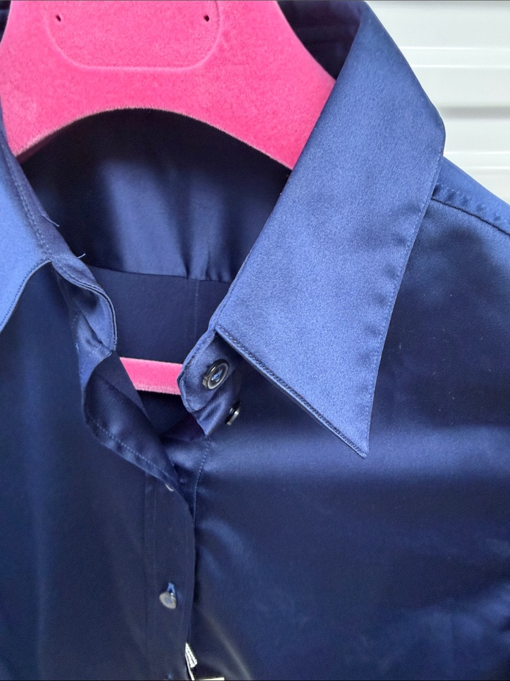 Women's Navy Button-Front Blouse - Picture 7 of 10
